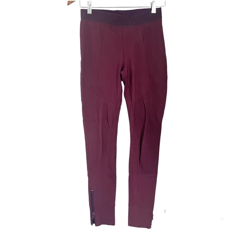 The Kooples Sport High Rise Ponte Knit Stretchy Athleisure Leggings Red Small
